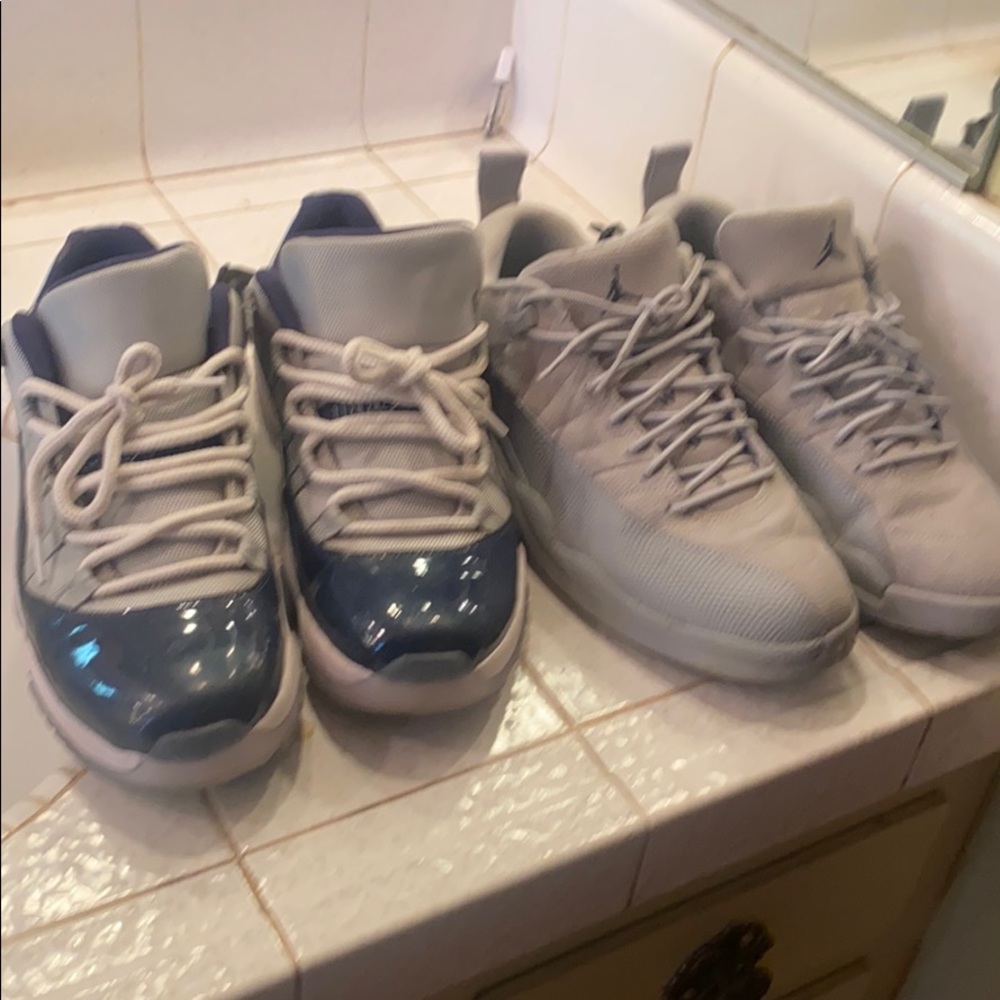 Jordan 11s George Town and 12s grey wolfs